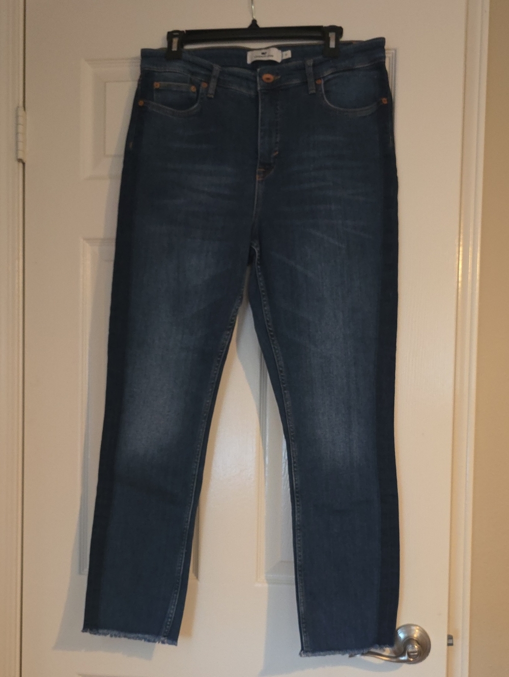 Vineyard Vines Two-Tone Dark Blue High Rise Straight Crop Jeans